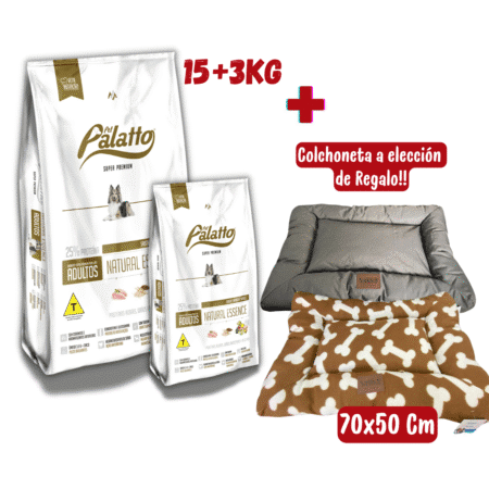 Pet Palatto Súper Premium perros adultos 15+3 + colchoneta 70x50 cm a elección
